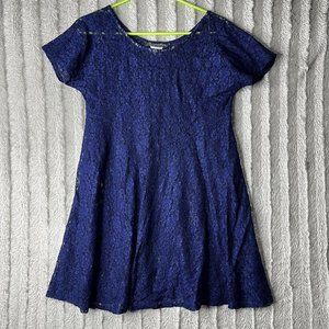 Vintage All That Jazz Blue Short Sleeve Lace Dress